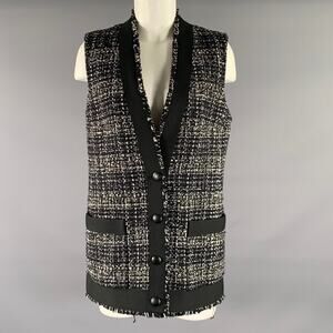 AKRIS Size L Black White Polyester Blend Sleeveless Vest